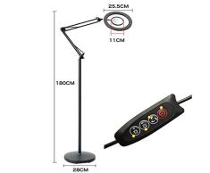 MO&GOU Lámpara Lupa Led Estética De Aumento 8X Rotación de 300 ° Luz Ajustable,Lámpara de Pie,para Belleza De Salón Tatuaje Escritorio Manicura Pedicura Lectura Trabajo Profesional Lupa con Luz Negro