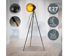 Lámpara de pie Vintage I Lámpara de pie Retro I Metal I Black-Gold I E27 Portalámparas máx. 40W I Pedal interruptor I Ø24cm Pantalla I Lámpara de estudio Design