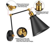 Soporte de Apliques de Pared Lámpara Vintage Luz Industrial Estilo Retro Casquillo E27, Lámpara de Pared Luz de Noche Ángulo Ajustable 270 °, Bombilla No Incluida