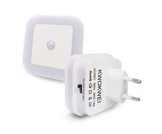 【Blanco Cálido】Lámpara Nocturna con Sensor de Movimiento,KWOKWEI Luz nocturna LED,Inducción del Cuerpo Humano con Enchufe europeo,Luz Blanco y Suave,Luz de Noche para el Pasillo,Escaleras,Dormitorio
