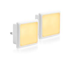 Fulighture 2× Luz Nocturna Infantil Enchufe,Led LED en Blanco Cálido para Pasillos, Dormitorios, Habitaciones Bebé y Niño, Cocinas, Escaleras, Sala, Garaje, Sensor Automático de Crepúsculo a Amanecer