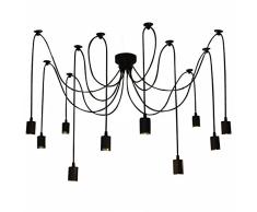 Lixada Luz Lámpara del Techo Candelabro Iluminación Retra Antigua Colgante Clásica Ajustable DIY con 6 Brazos de Araña para Bombilla E27 para Comedor Hotel Etc.(Cada cable 1.7m) (10 Brazos)
