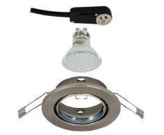 Trango – Juego de 12 redondas de acero inoxidable look Foco TG6729 – 122B – Incluye 12 x GU10 de 3,0 W Power SMD LED Bombilla techo empotrada. orientable 230 V