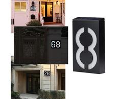 Señal 1PC LED Solar Power Light House Hotel Puerta Dirección Número de Placa Placa Dígitos lámpara al aire libre llevada de la pared principal del alto brillo de sesión,6