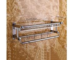 SLINGDA Toallero con Soporte para rieles, riel de Acero Inoxidable Sus 304 con Estante de Doble hilera para baño, montado en la Pared