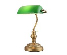 BarcelonaLED LÃ¡mpara de Mesa Escritorio Banquero Vintage Retro con Pantalla de Cristal Color Verde Laton para E27 Despacho SalÃ³n Americano Banker Oficina Notario