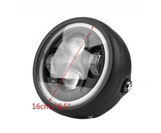 6.5faro LED redondo de la motocicleta, proyector de bulbo de la lámpara de la linterna de la motocicleta 12V, Daymaker redondo del LED con el ojo blanco del ángel de Halo para Harley Sportster Cafe