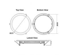 Downlight LED 18W Redondo Plano De Empotrar Luz Blanca FrÃ­a 6000K, Aluminio Aro Blanco Mate, Para Hueco De 200-205mm Blanco
