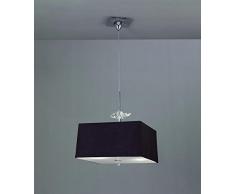 Mantra - Lámpara colgante 4 luces colección Akira, color cromo y tela negra