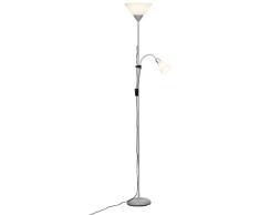 Brilliant g98811/05 a, spari LED – Lámpara de pie con brazo de lectura, metal, 10 W, E27, Plata/Blanco, 41 x 180 cm