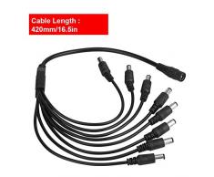 Conectores de cable de alimentación de CC para el sistema de alimentación de la cámara de vigilancia de seguridad CCTV y tiras de LED Conexión de iluminación (5.5x2.1mm) 8 Cable adaptador divisor