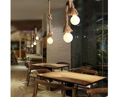 E27 Lámpara colgante industrial 1m cuerda de cabeza de cáñamo Iluminación Retro Estilo Comedor Restaurante Cafe Bar Iluminación Uso longitud 50cm+50cm sin bombilla