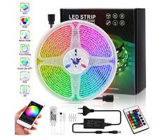 Sooair Tiras LED 5M, 300 LEDs Tiras LED con Control Remoto, Luces led Decorativas, Impermeable IP65, 5050 RGB LED Strip para Iluminación de TV, Armario, Balcón, Decoración de la Casa