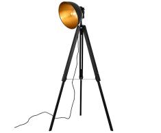 [lux.pro] Lámpara de pie Passau diseño Industrial 135 x 60 x Ø30 cm lámpara de Estudio tripode Negro/Oro