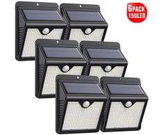 Luz Solar Exterior, iPosible [MÃ¡s Nuevo Modelo 6-Paquete 150 LED - 1000 Lumens] iPosible 180Â°IluminaciÃ³n Foco con Sensor de Movimiento Impermeable LÃ¡mpara para JardÃ­n Camino