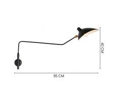 Akboy Apliques de Pared Interior Vintage Retro con Brazo Largo Ajustable, Lampara de Pared Extensible con Interruptor Enchufe Luz de Pared LáMpara Giratoria BañAdores de Pared Para, Negro,95 * 40cm