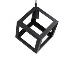 Metálicas Lampara Rústica en Forma de Cubo, Negro