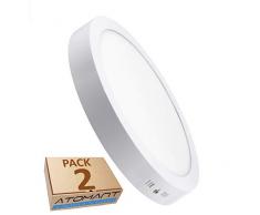 Pack 2x Plafon Superficie Led Redondo 18W. Color Blanco Neutro (4500K). 1600 lumenes. A++