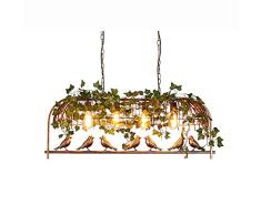 CCSUN 105cm Industrial Lámpara De Araña Acabado Bronce,E27 Pájaro Rústico Fácil De Instalar Lámpara Colgante Altura Ajustable,Vintage Iluminación Colgante,Decoración Retro Lámpara De Techo