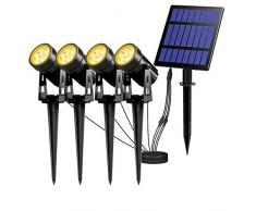 T-SUN led proyector Solar Exterior, Foco Solar led para Exterior, Blanco cálido 3000K, luz Solar con Impermeable IP65, 270 ° Ángulo Ajustable Farolas Solares.(4 Unidades)