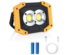 flintronic Foco LED Recargable COB Luz de Trabajo Portátil 3 Modos 20W&1500LM Resistente al Agua, Baterías Recargables Incorporadas