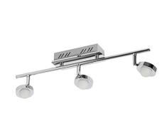 Sulion Midi Regleta 3 Focos LED, 15 W, Níquel/Cristal Opalescente, 50.5 x 8 x 17 cm
