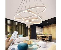 Lámpara colgante LED moderna, colección de 3 anillos Pintura blanca, lámpara colgante ajustable Lámpara de techo moderna, regulable 2700K - 6500K, con control remoto - 78W