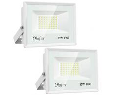 Olafus 2 Pack 35W Focos LED Exterior, IP66 Impermeable 3800LM 5000K Blanco Frío Floodlight LED, Equivalente a 230W Halógeno, Proyector Iluminación de Seguridad, Jardín, Garaje, Fábrica, Terraza