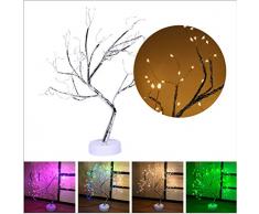 BriskyM 1.8FT 108 LED Luces de árbol de Bonsai de Nieve por USB/Funciona con batería, iluminada Mesa de Abedul Luz Soporte de joyería Decoración para el hogar Fiesta Boda (Rosado, 1)