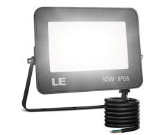 LE Foco LED 50W, 5000 lúmenes, IP65 resistente al agua, Foco LED Exterior, Blanco Frío 5000 K, Ángulo de haz 120°, Foco Proyector LED para Jardín, Garaje, Hotel, Patio, etc.