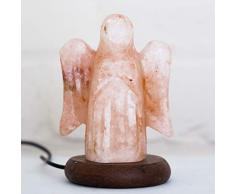 Klass Home Collection Roca ionizante Natural del Himalaya de Cristal de Sal de la Noche de la lámpara de Enchufe del Reino Unido 8 cm de Altura, Rosa cálido, USB Led Angel 8cm High