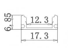 JANDEI - 4 * 1 metro Perfil aluminio tira led superficie con tapa traslúcida 12,3x6,08mm