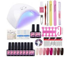 Saint-Acior 8PCS Esmalte de Uñas Semipermanente Uñas de Gel Soak off 8ml Nail Dryer 36W UV/LED Lámpara Uñas Secador de Uñas Top Coat Base Coat Manicura Kit