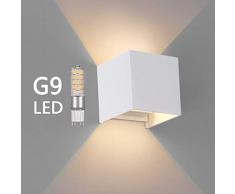 OOWOLF Lampara De Pared, Apliques De Pared Exterior Impermeable IP65 Con Luz Blanco Cálido 3000K LED Bombillas Reemplazables Para Interior Exterior Aplique Con Bombilla
