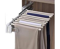 Fkdeyijia De una hilera de Armario de almacenaje del Organizador del Estante Push-Pull Percha for almacenar 10 de los Pantalones Vaqueros Bufanda, SGS amortiguadas, rieles de Deslizamiento-White