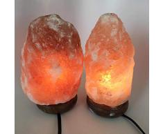 Lámpara de sal de roca de cristal del Himalaya rosa natural 100% auténticos cristales de alta calidad con enchufe eléctrico estándar y bombilla (paquete de 2, 5 – 7 kg)