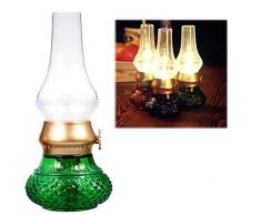 Guotail Lámpara Retro Blow Control keroseno flameless LED luz Decorativa flameless Vela Recargable Linterna Vintage Aceite Mesa cabecera luz de Noche pequeña,Verde