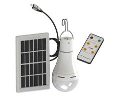 A0ZBZ Bombilla de luz LED solar 7W Lámpara LED portátil con foco Proyector 6500K Con energía solar USB cargado con control remoto para la iluminación de la carpa de camping interior al aire libre