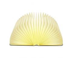 Lixada Libro Lámpara LED Luces Plegables de Madera, Booklight Decorativa Lámpara de Mesa, Tamaño Grande, 2500mAh, USB Recargable, 500 Lúmenes Brillo Mejorado