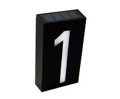 Número de Casa con 6-LED Luz Solare, KEEDA Exterior Lámpara Solar Números de Puerta para casa, hotel, puerta, Villa