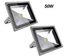Leetop 2X 50W Blanco Frio Spotlights IP65 LED al aire libre Focos Reflectores Baustrahler
