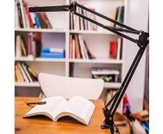 Jian Ya Na Metal LED de la lámpara de escritorio del brazo del oscilación regulable brazo flexible de la lámpara de la abrazadera de Ingeniero Arquitecto Of Negro