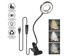 Lámpara Escritorio LED, Lámpara de Mesa con Pinza, 3 Modos de Iluminación 10 Brillo 360 ° Flexible Lámpara de Escritorio USB Luz Escritorio para Leer Estudiar y Escribir (Jiazi01)