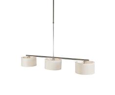QAZQA Moderno Lámpara colgante moderna redonda blanca - VT 3 Textil/Acero Alargada/Redonda Adecuado para LED Max. 3 x 60 Watt
