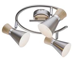 Techo Foco Piso de 3 focos lámpara de techo (aspecto de madera de piso Lámpara focos beweglich (iluminación de techo, Salón de lámpara, Lámpara de techo, spot techo, 28 cm, 3 x E14 Capacidad)