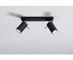 NOVEDAD! Plafón Negro de sala de estar y pasillo - acero - SOLLUX RING 2 SL.0092 lámpara de techo Loft redonda, estilo moderno, de 2 luces LED Gu-10 *** LÁMPARAS - Los precios más bajos en Amazon!