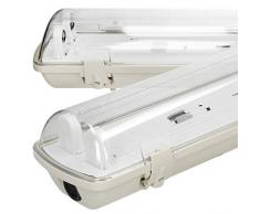 ECD Germany Pantalla carcasa 2x LED a prueba de húmedad 150cm - IP65 a prueba de agua - adecuada para 1x LED T8 - uso en interiores y exteriores - luminaria de baño tubo fluorescente para lámpara