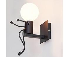 KAWELL Creativo Vintage Apliques de Pared Lámpara Metal Industrial Retro Luz de Pared Base de Hierro Art Deco E27 Base para Bar, Dormitorio, Cocina, Restaurante, Cafetería, Pasillo, Negro