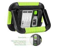 LE Luz de Trabajo Portátil 10W, Foco LED 1000 Lúmen USB Recargable, 3 Modos, Banco de Energía 4400 mAh, Resistente al Agua IPX4, Linterna de Cámping para Emergencia, Pesca, Cortes de Energía y Más