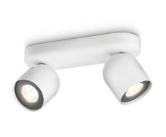 Philips myLiving Zesta - Barra de focos, iluminación interior, LED, 2 bombillas de 7,5 W, 220 V, metal, color blanco
